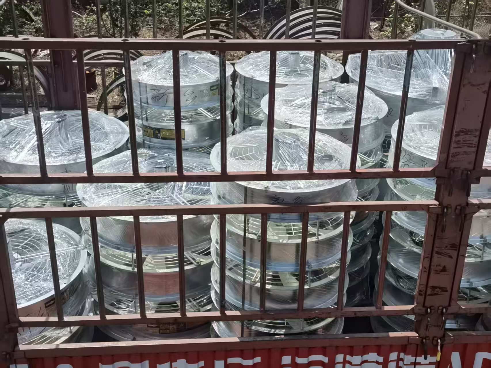 Cooling tower fans loaded for export delivery
