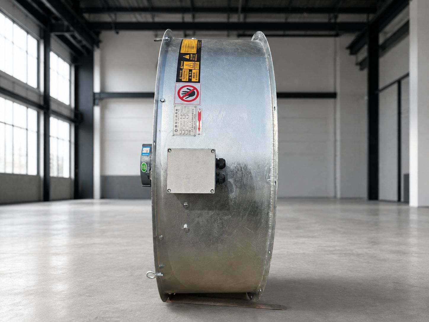 Industrial cooling tower motor installed in fan casing