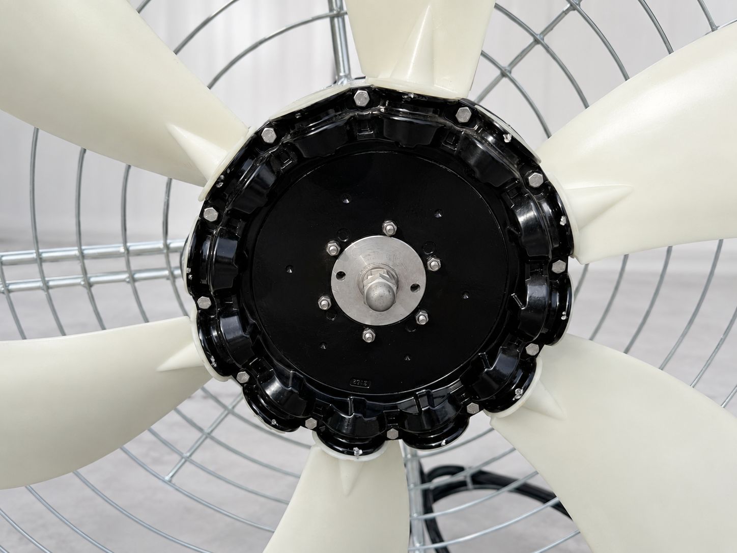 Cooling tower fan hub and nylon blades close up